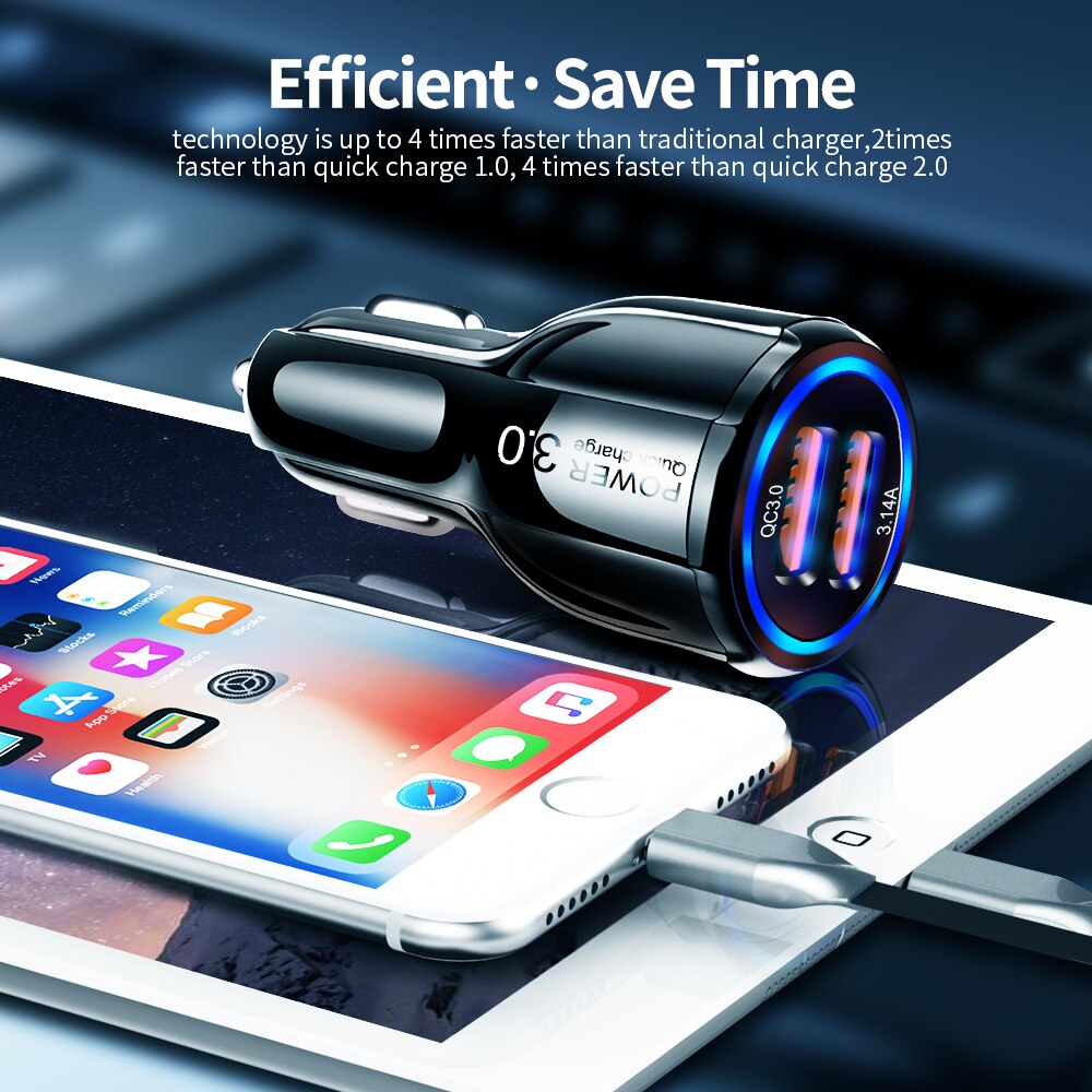 Quick Charge 3.0 Car Charger for iPhone 11 Pro max Car-Charger Dual USB Fast Charging for Samsung Xiaomi USB Phone charger