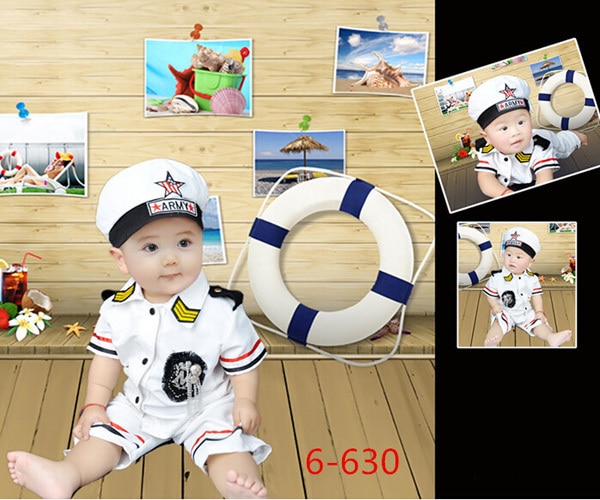 Summer style Baby Navy Sailor Costume Set Infant Newborn Photo Photography Prop Hat T-shirt and pants baby boy suit 3-12 Months