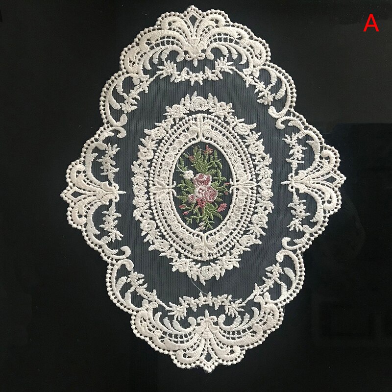 1Pc Vintage French Lace Tablecloth Dining Table Embroidery Placemat Romantic Lace Fabric Plate Mat: B