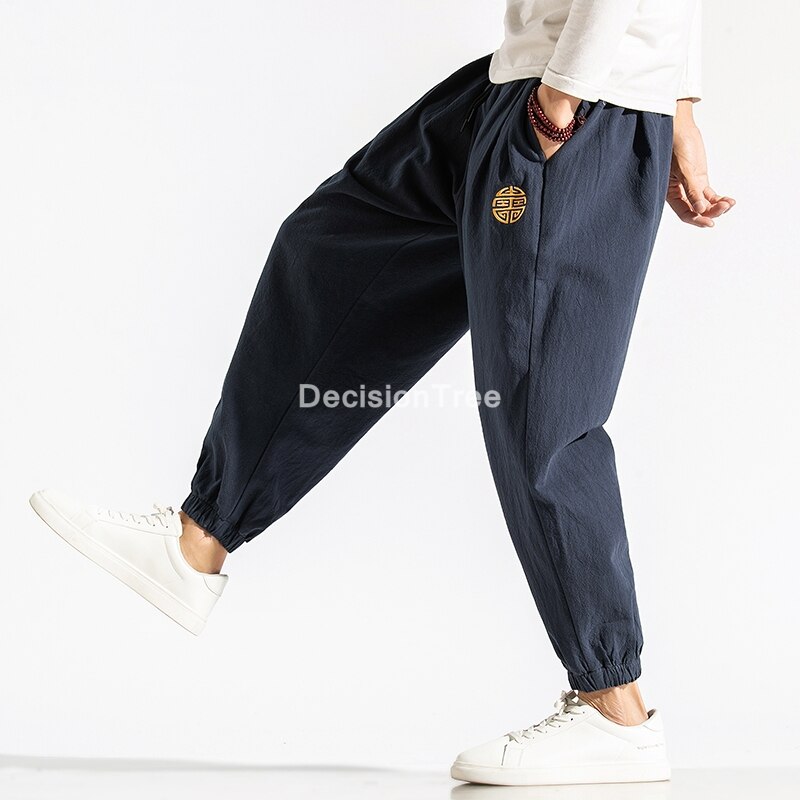 Mannen Kung Fu Tai Wushu Broek Chinese Stijl Harajuku Enkel Gestreepte Jogger Joggingbroek Losse Toevallige Mannelijke Streetwear Broek