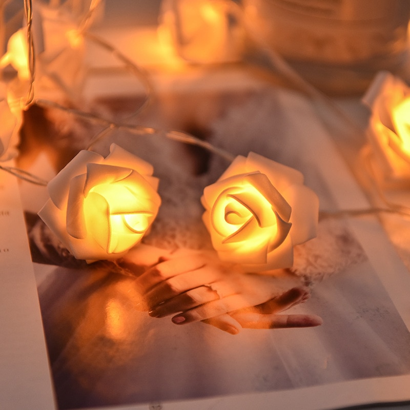 1.5M 10Led AA Battery LED Rose Christmas Lights String Lights Valentine Wedding Decoration Flower Bulbs LED Lamp Light