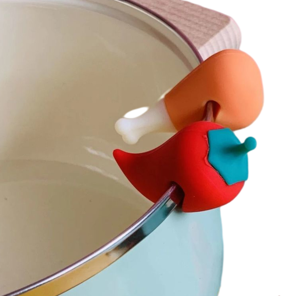 Elevador de tapa a prueba de derrames para olla de sopa, herramientas de cocina, soporte de tapa de silicona resistente al calor, mantiene la tapa abierta, herramientas de cocina, 1 unidad