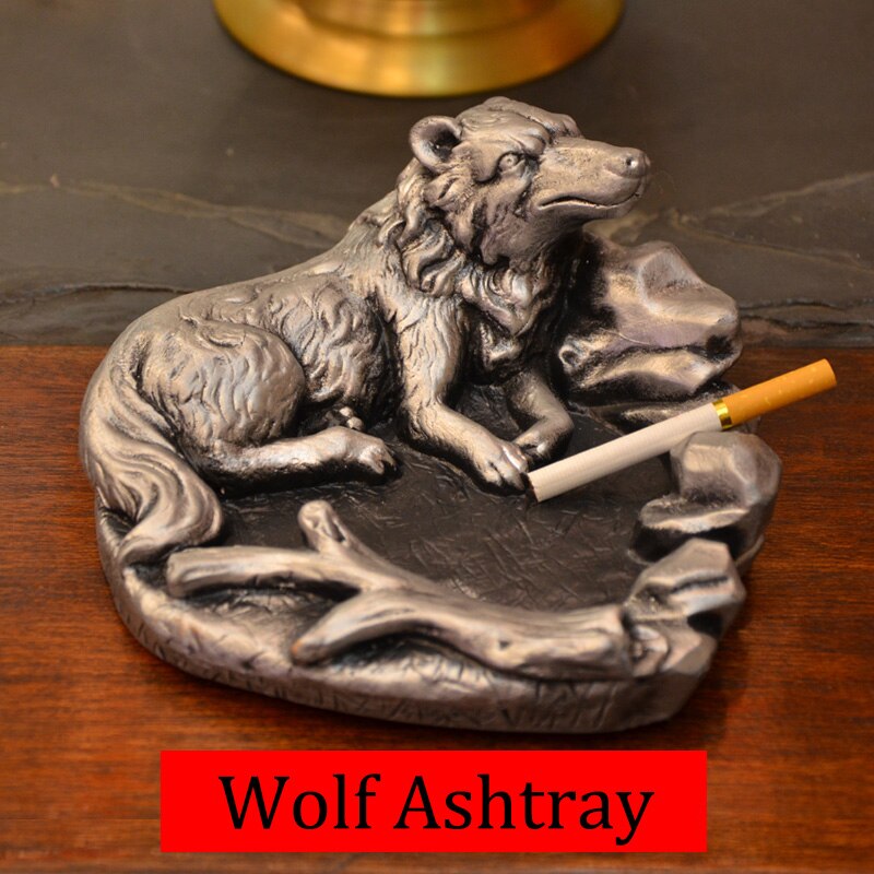 Dominerende langtou harpiks askebæger personlighed dyr ulv askebæger kontor og stue desktop dekoration