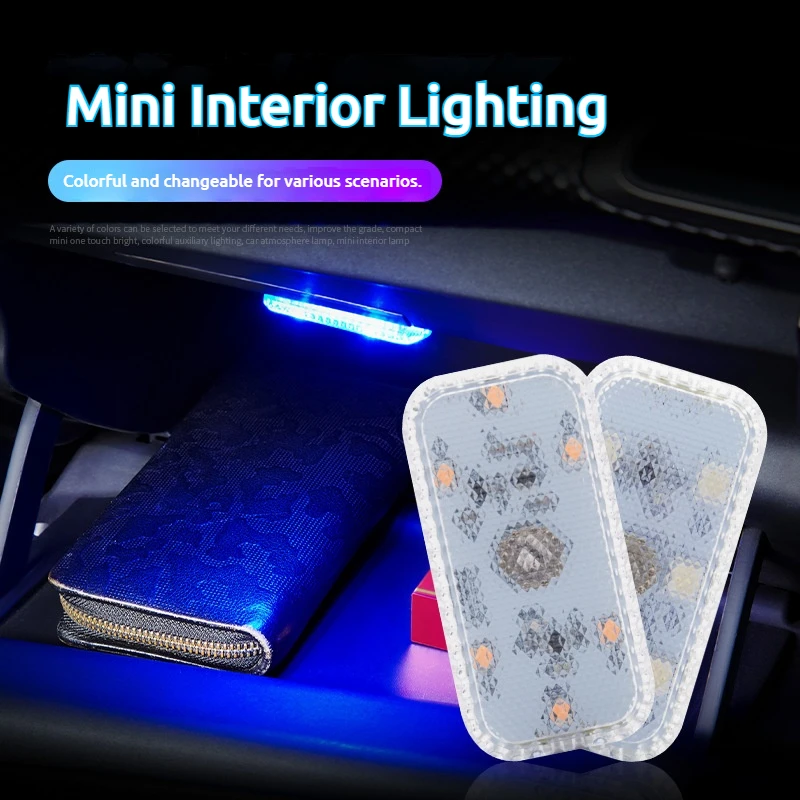 1PCS Touch Sensor LED Lamp LED Ambient Light Car Interior Roof Reading Lamp Wireless USB Rechargeable Atmosphere Lights