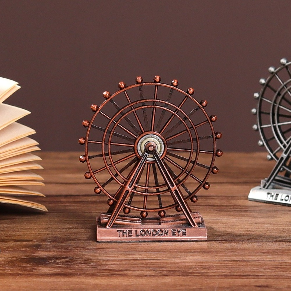 European Style Retro Zinc Alloy Ferris Wheel Model Home Furnishings Rotating Metal Decorative Ferris Wheel Ornaments