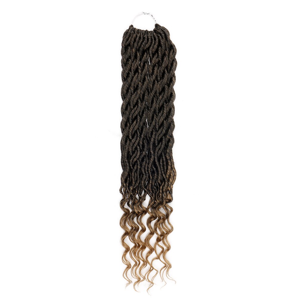 Faux Locs Curly Crochet Braid Hair 18inch 24 Strands Bohemian Ombre Braiding Hair Extensions Synthetic Crochet Hair for Women: T1B/27