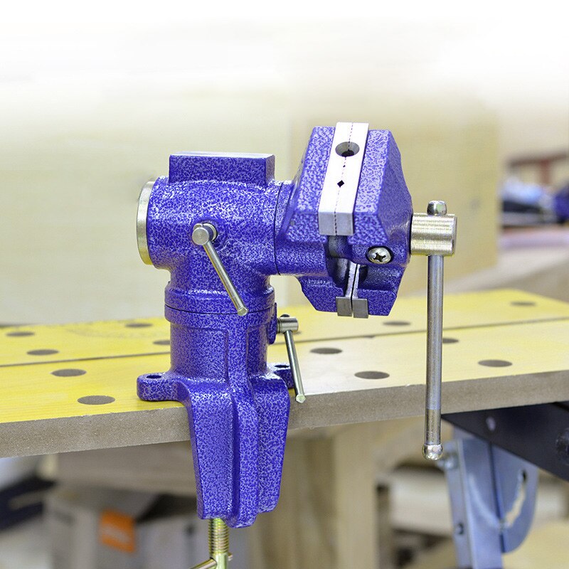 Double Jaw Table Vise Multifunctional Table Vise Clamp 360 Degree Rotating Workbench Table DIY Heavy Table Vise