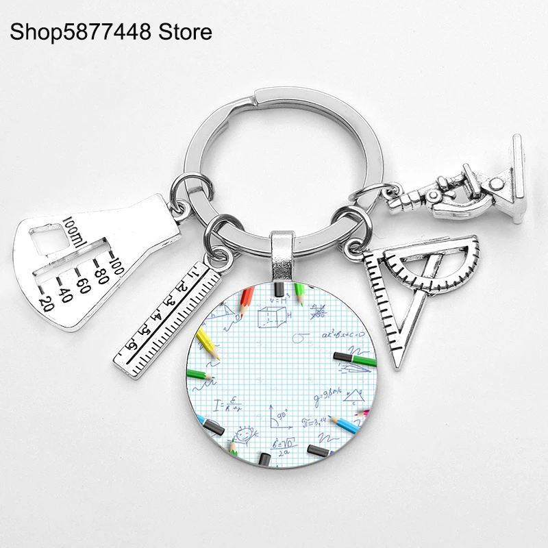 Llavero de para el día del maestro, accesorios, para el maestro de matemáticas, de cumpleaños, llavero de fórmula matemática, 2022: Rosa