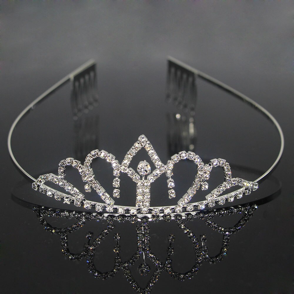 Carddoor Schattige Prinses Tiara 'S Bruiloft Haarbanden Bridal Crown Kammen Strass Haaraccessoires Meisjes Kid Mode Haar Sieraden: 1