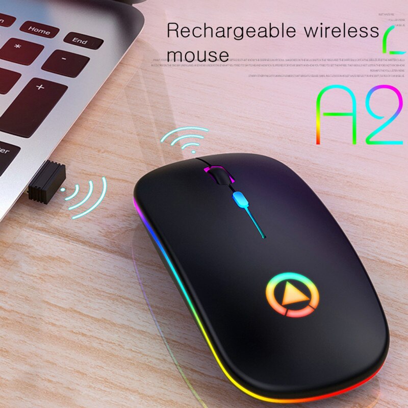 Kabellose bluetooth-maus, wiederaufladbar, rgb-beleuchtung, leise, farbige lichter, 2.4 ghz, gaming-maus