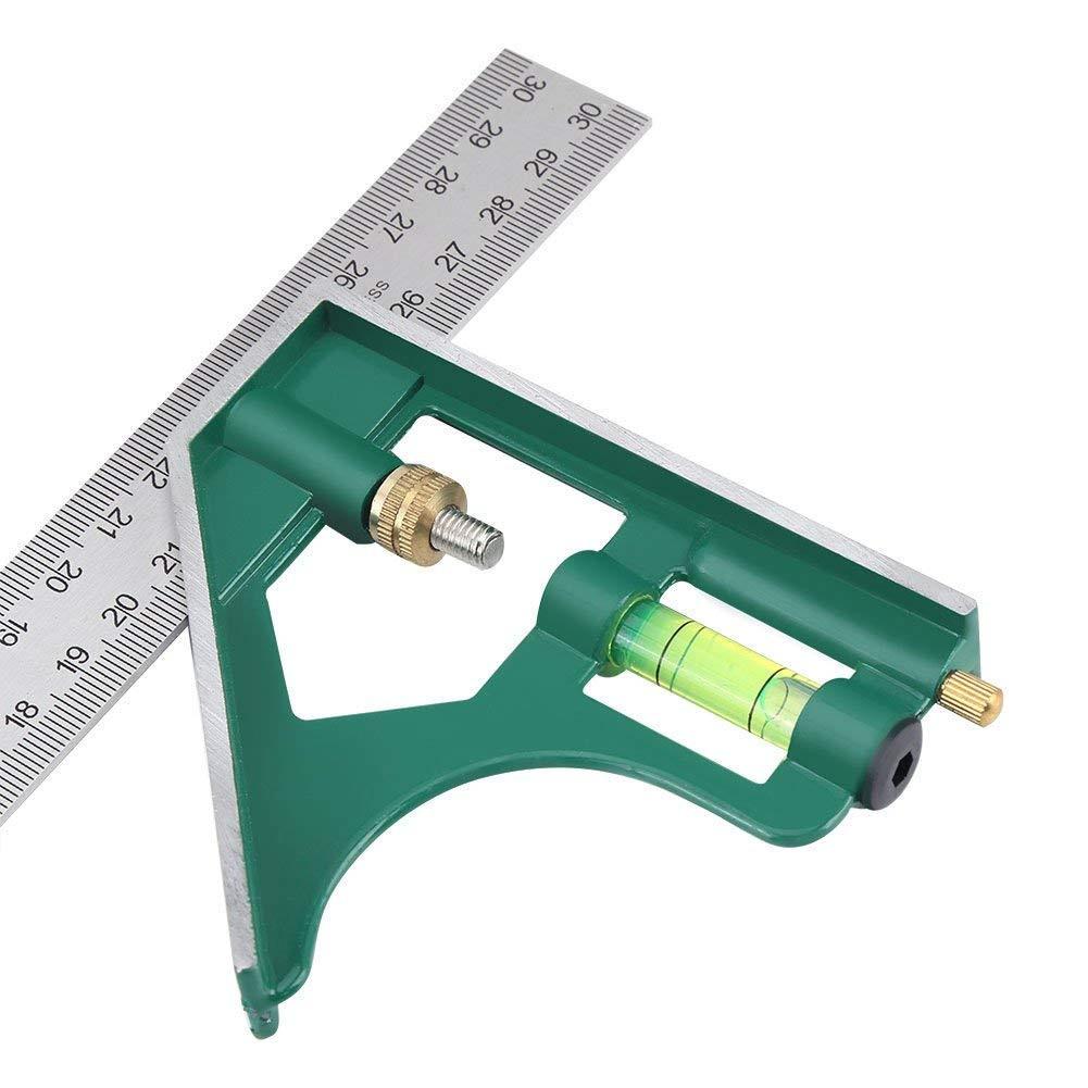 300MM Square Ruler Multi-Function Stainless Steel Combination Measuring Tool With Adjustable Quadric Head