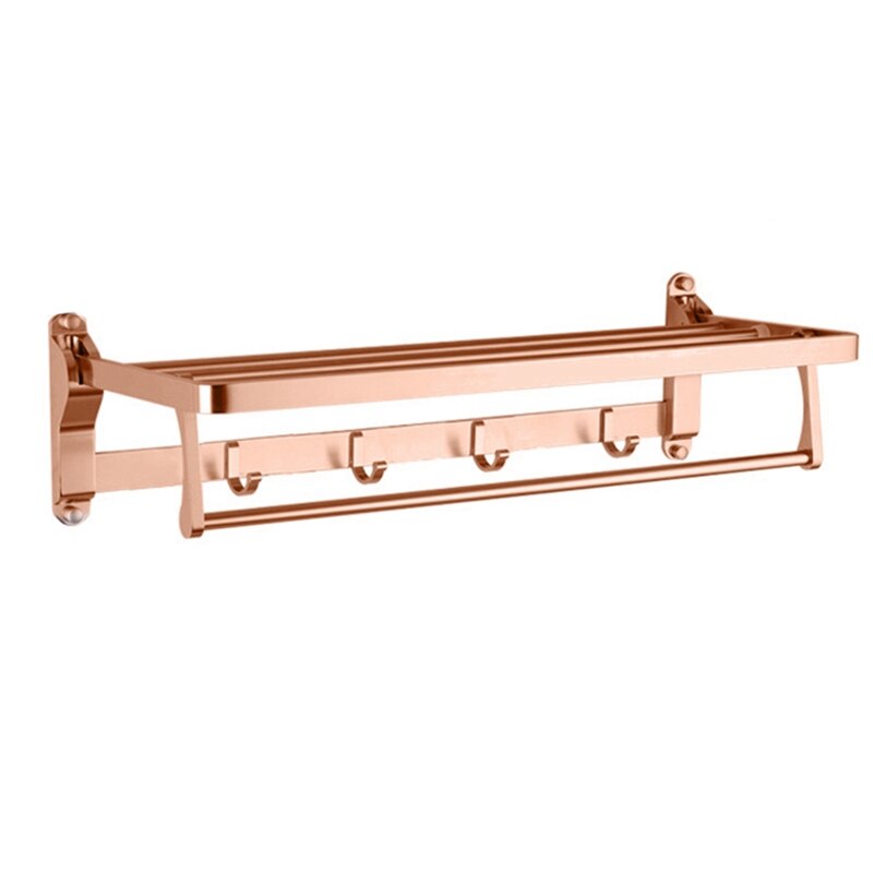 Håndkleholder baderom aluminium rose gull henger fold matt badehåndkle rack veggmontering vaskerom hylle: Gul