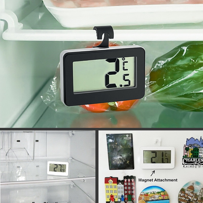 Vattentät digital termometer lcd digital skärm precision kylskåp termometer kyl och frys med justerbart stativ