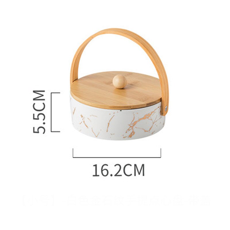 FANCITY ceramic grid plate with lid dried fruit plate fruit platter Nordic living room household fruit box snack snack: 3