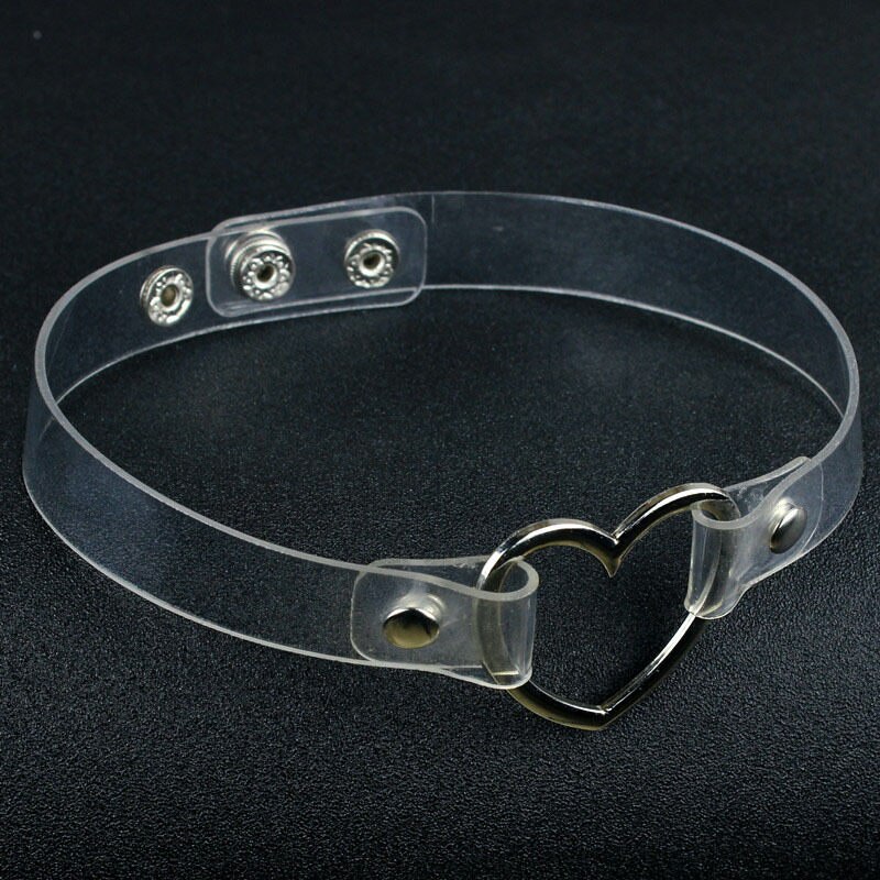New Sereno Punk Chocker Della Collana Donne Regolabile Trasparente Del Cuore Della Collana Del Choker Gotico Delle Ragazze Del Collare Della Collana Dei Monili Delle Donne