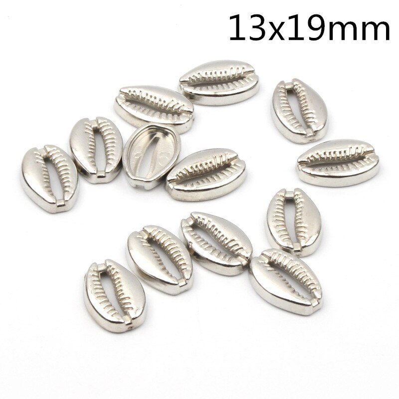 50 st plast gyllene rhodium snäckskal coquillage strand inredning gör-det-själv heminredning marin stil smycken utsmyckning: Silver 13 x 19mm