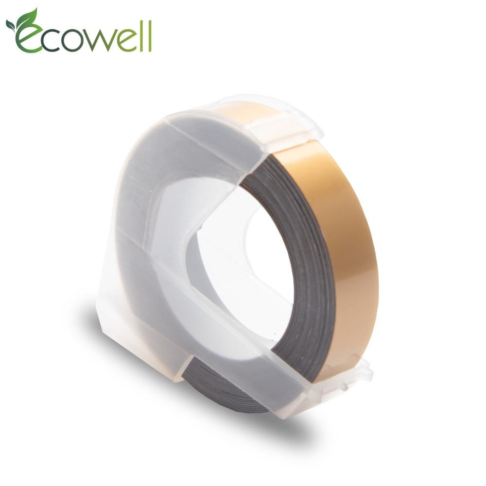 Ecowell 3D Plastic Embossing Tape 9mm compatible for Embossing Label Maker PVC LABEL DYMO 1610 12965 1880 1540 Motex E101: Champagne Gold