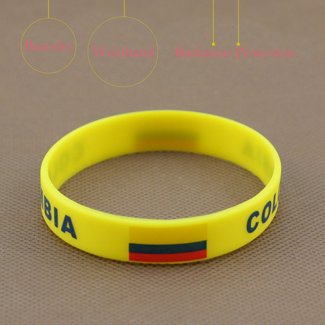 Brand 1pcs Football Fans Bracelet Soccer fan Accessories Football Silicone Bracelet Cheerleading supplies: Colombia