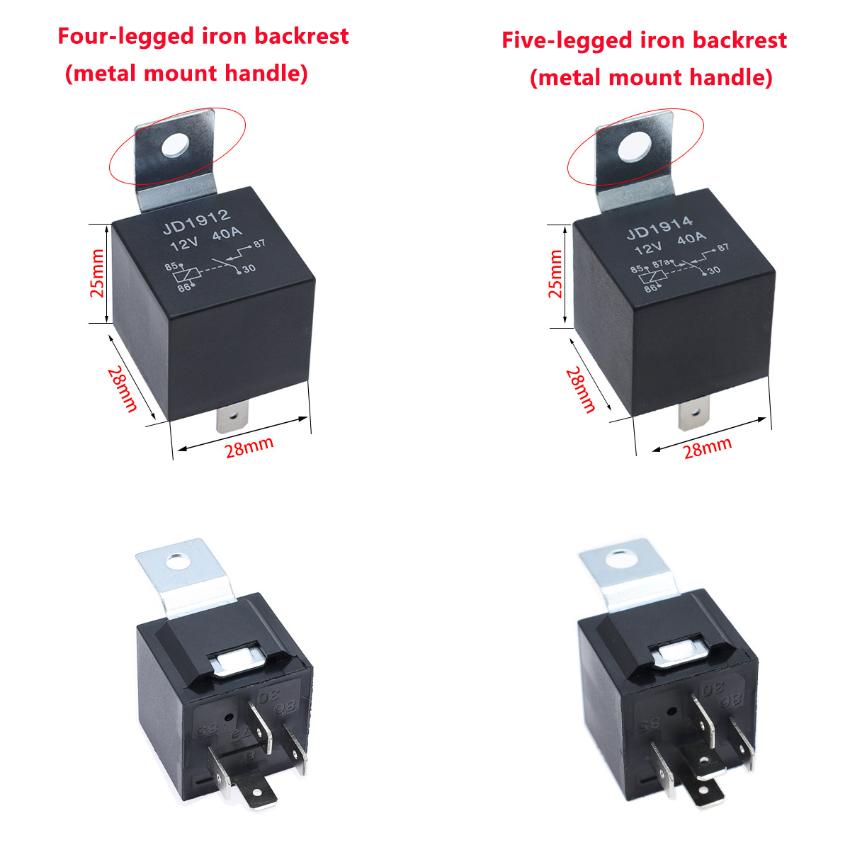 Relé de coche impermeable de 4, 5 pines, 4P, 5P, 40A, relés automotrices de larga duración, relé normalmente abierto DC 12V/24V para luz frontal, aire acondicionado