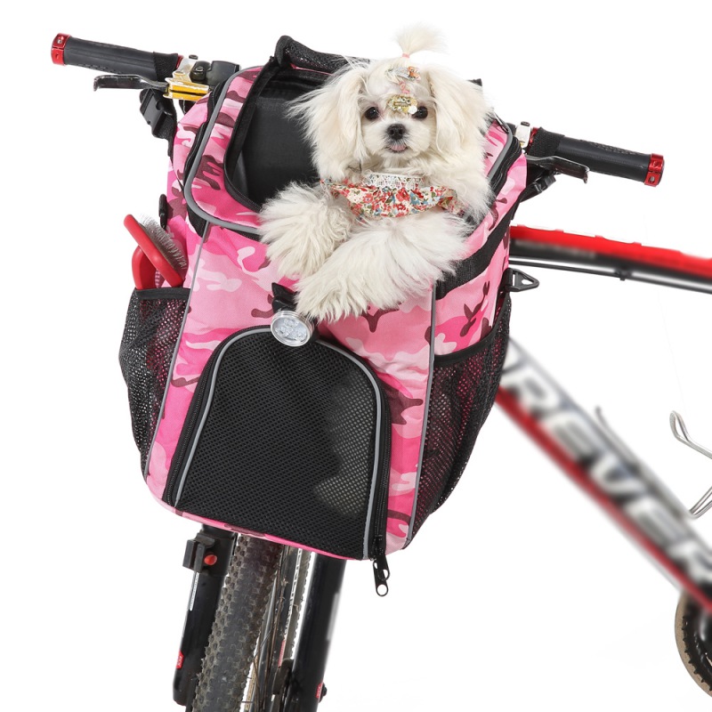 Haustier Fahrrad Rucksack Tasche Welpen Hund Katze Kleine Ebene Faltbare Reise Fahrrad Sitz Für Wandern Radfahren Korb Zubehör