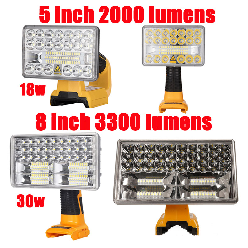 18V LED Flashlight Outdoors Spotlight Light For DEWALT 18V lithium ion battery DCB201 DCB200 Outdoor Lighting with USB