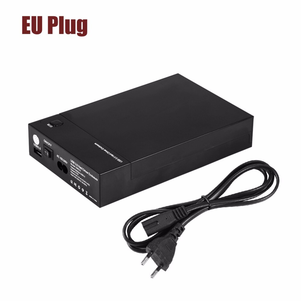 USB 3.0 2.5" 3.5" SATA Hard Drive Disk External Enclosure SSD HDD Disk Case Box Support UASP 8TB Drives OTB 1 Touch Backup: EU Plug