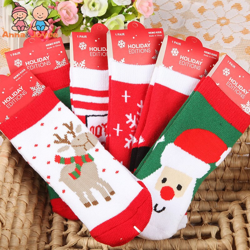 6 paar/partij winter baby meisjes jongens kindersokken kinderbadstof sneeuwvlok eland kerstman kerstbeer