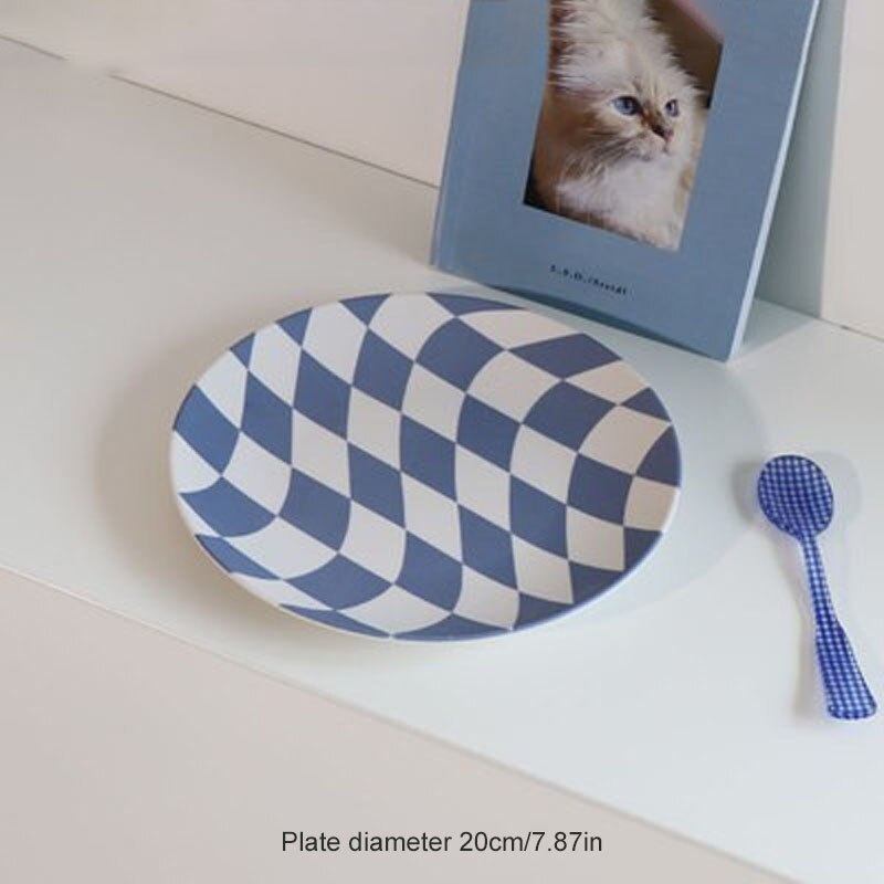 Nordic home decoration simple bamboo fiber plate degradable plate fruit plate dessert plate cold plate: Blue