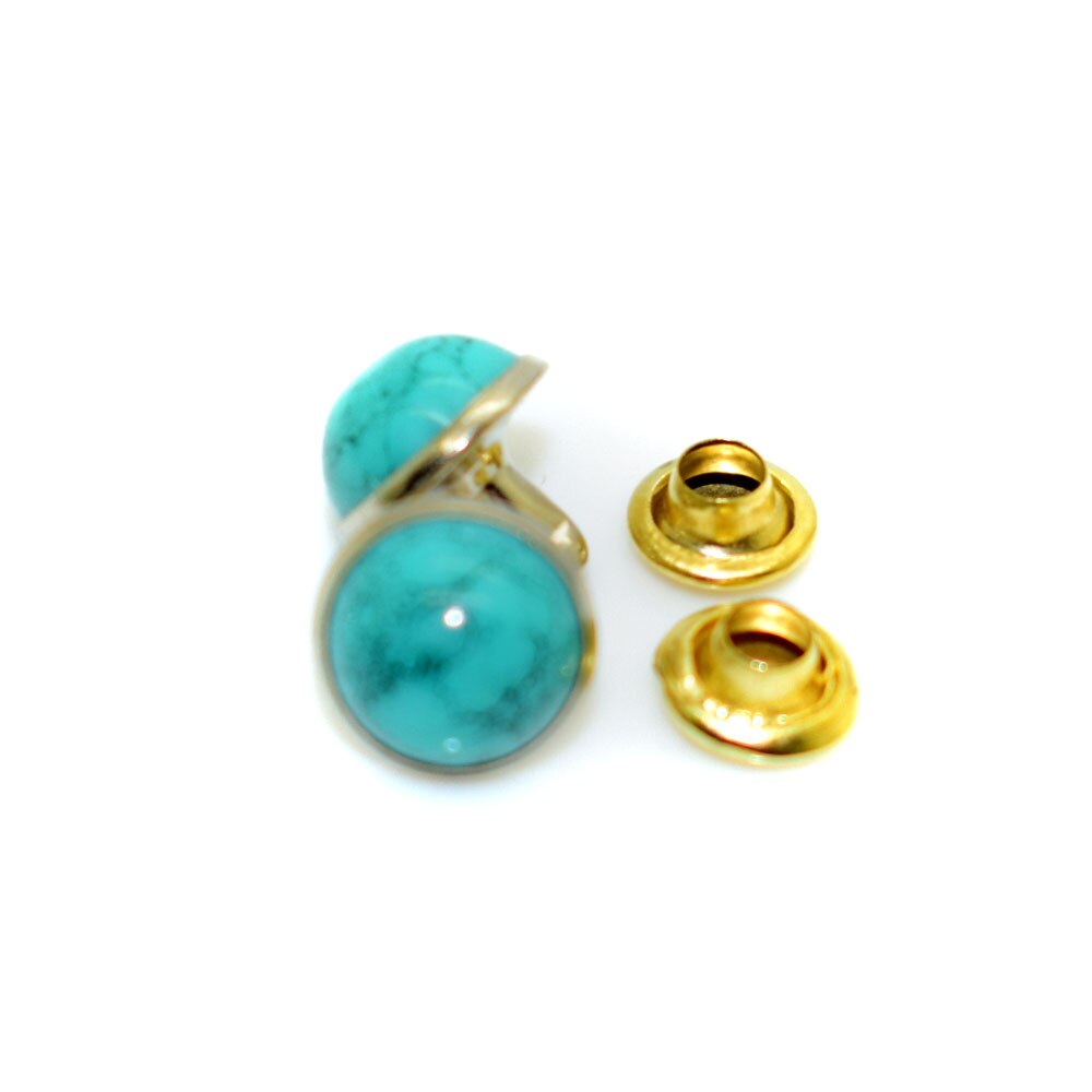 100 stk studs nitter hule nitter med rhinestone imiterede perler turkis til diy punk stil læder sko taske studs: Turkis