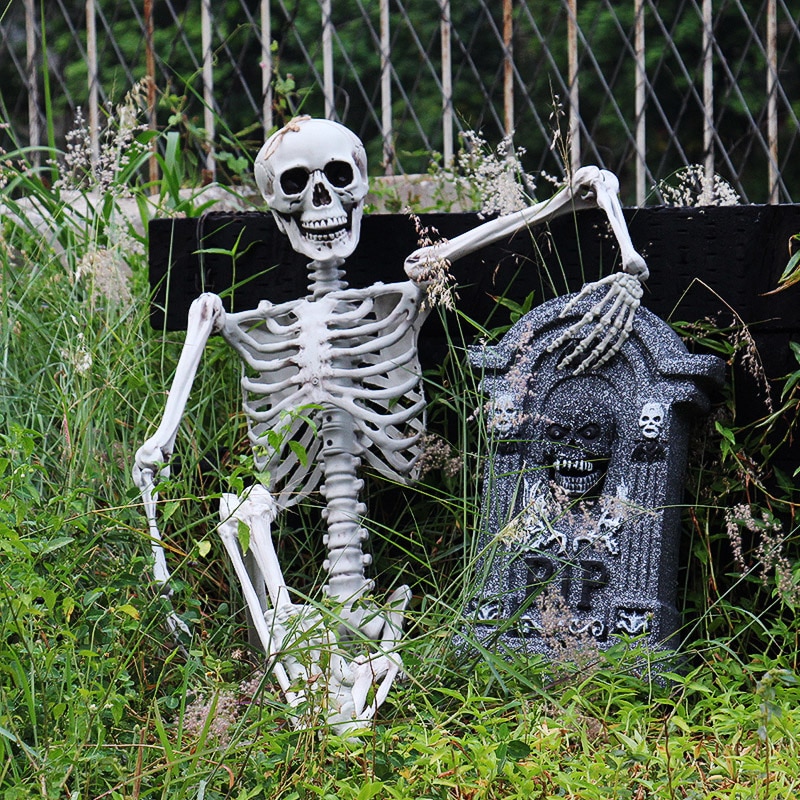Esqueleto humano realista para decoración de Halloween, modelo de