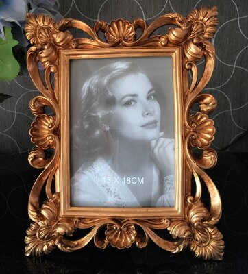 baroque resin photo frame embossed bright gold royal luxury swing photo frame