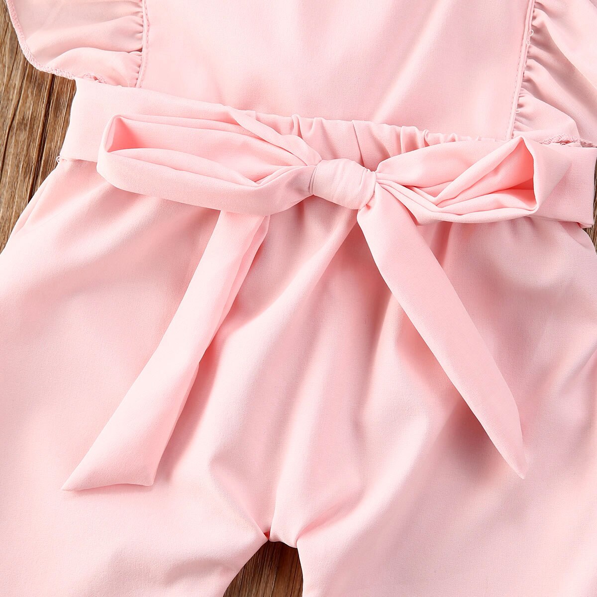 0-24M Newborn Baby Kids Girls Boys Rompers Pink Solid Ruffles Short Sleeve Lovely Jumpsuits Outfits