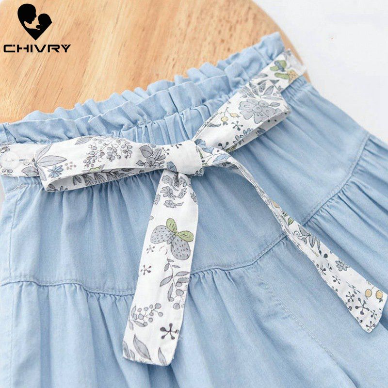 Chivry Nuovo 2020 di Estate Delle Ragazze Del Denim Shorts Bambini Del Bambino Ragazze Piegano la Cinghia Denim Shorts Po &#39;Delle Ragazze Dei Bambini di Modo Dei Jeans Vestiti
