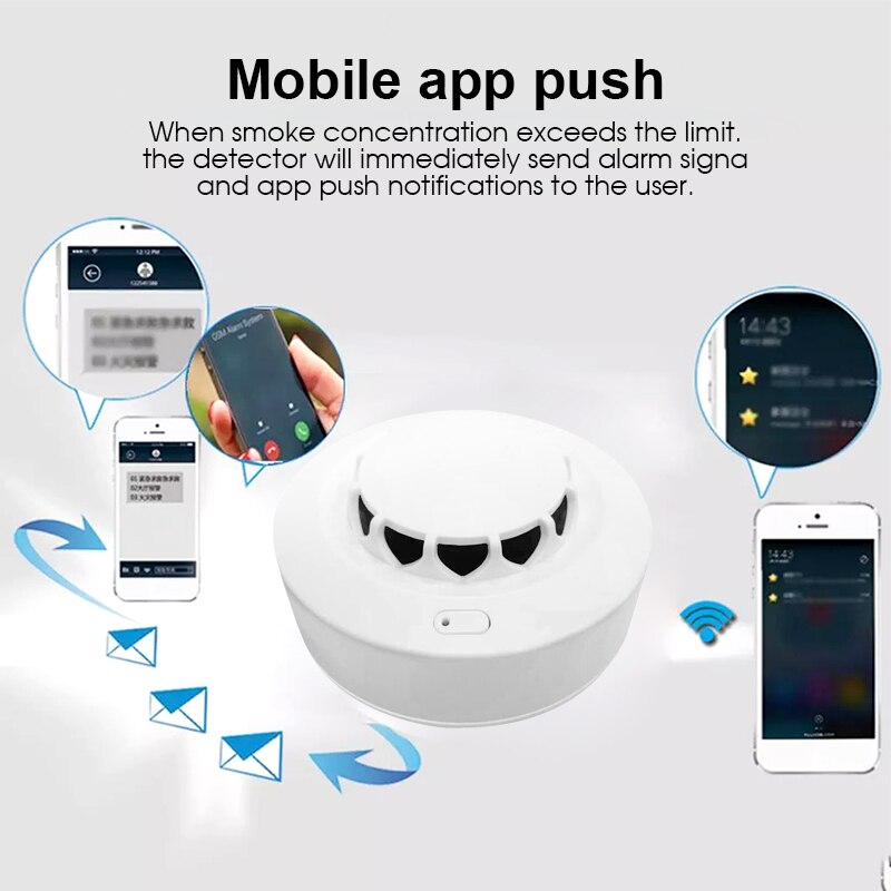 Independent Smoke Detector Sensor Fire Alarm Home Security System Firefighters Tuya WiFi Smoke Alarm Fire Protection