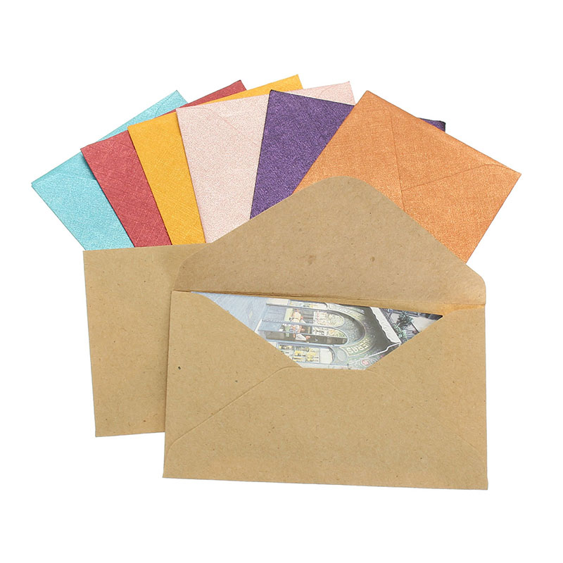 50 stk vintage farvet blank mini papir konvolutter kraft bryllupsfest invitation konvolut lykønskningskort kuvert 6 farver