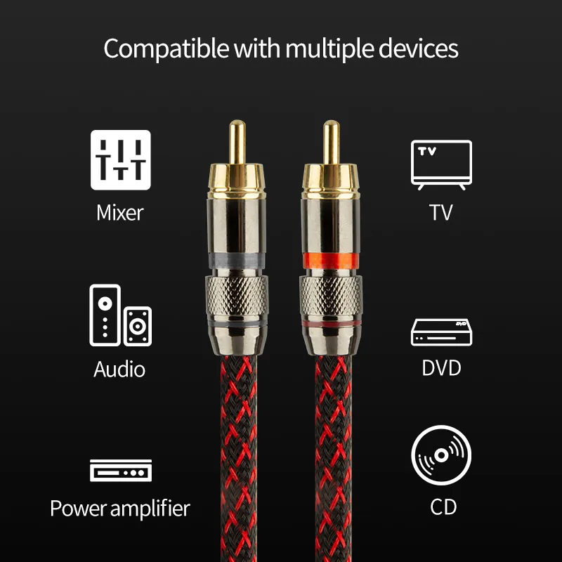 TODN 1 pair RCA audio cable 2 RCA to 2 RCA Interconnect Cables HIFI Stereo 4N OFC Male to Male For Amplifier DAC TV car audio