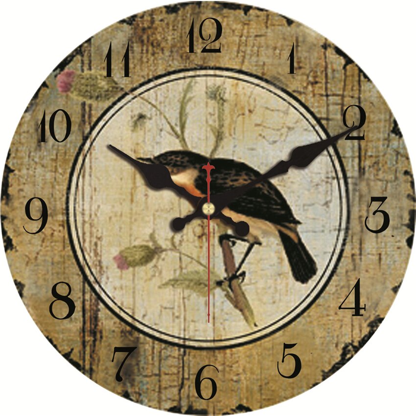 Nature Scenery Wall Clocks Flower Waterfowl Silent Living Study Office Kitchen Room Art Shabby Chic Large Wall Clocks