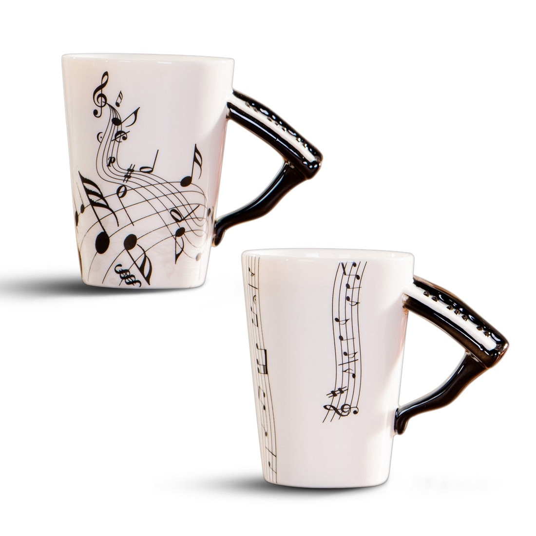 Taza de cerámica creativa con mango de piano, taza de café, té de la leche, instrumento musical único gif