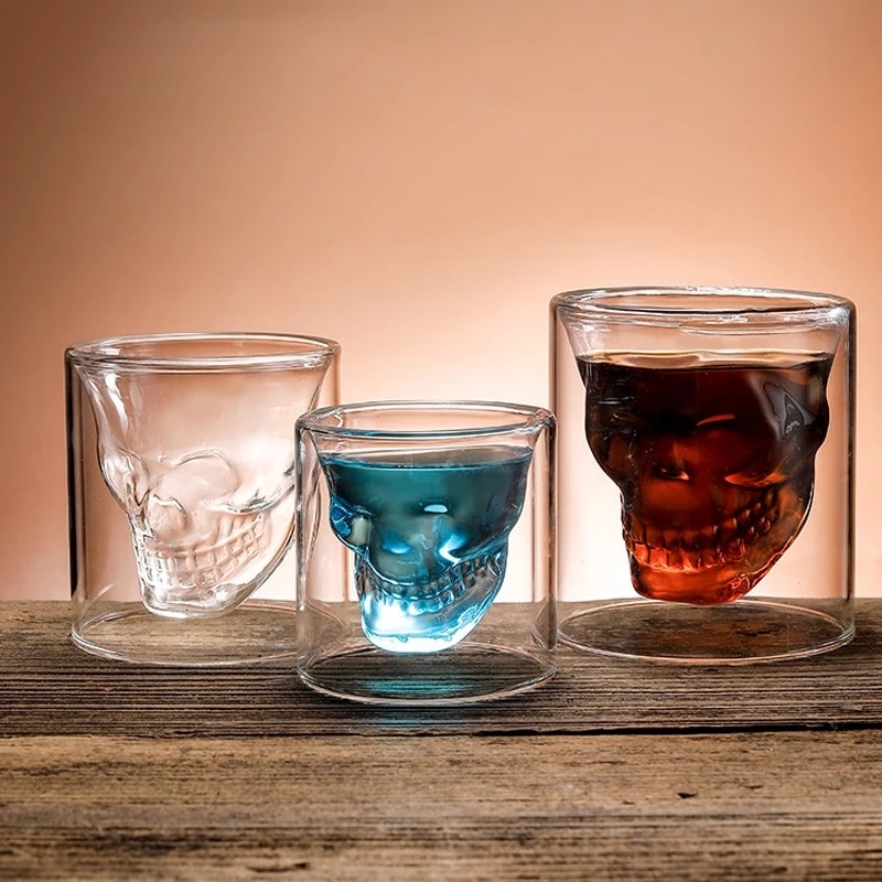 Dubbel Glas Transparant Crystal Skull Head Glas Cup Voor Whiskey Wijn Vodka Bar Club Bier Wijn Glas