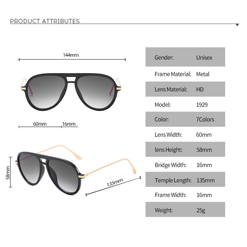 aviation oversized gradient men's driving glasses Brand classic retro ...