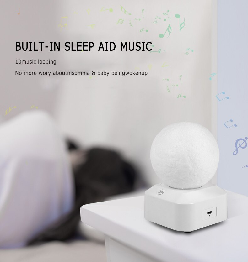 White Noise Machine Sleep Colorful light music sleep aid Therapy Sound Machine bedside toy for Baby Night Light/Volume Control