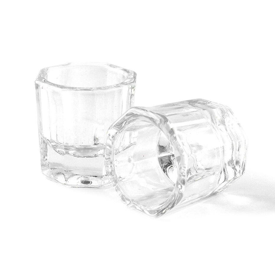 1Pcs Crystal Glass Nail Cup Voor Acryl Liquid Nail Brush Cleaner Cup Dippen Schotel Container Manicure Levert Gereedschap LA1606