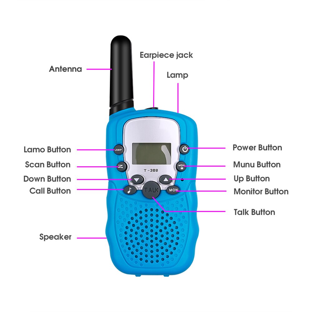 新しい T388 8CH 22CH 2 個ミニトランシーバー子供ラジオ局 0.5 ワット PMR PMR446 FRS UHF ポータブルラジオ communicator のギフト子供のための