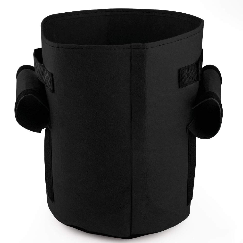 Bolsa de cultivo de patatas de 10/7 galones, olla de doble puerta, bolsa de plantas para interior y exterior no tejida respetuosa con el medio ambiente: Black M