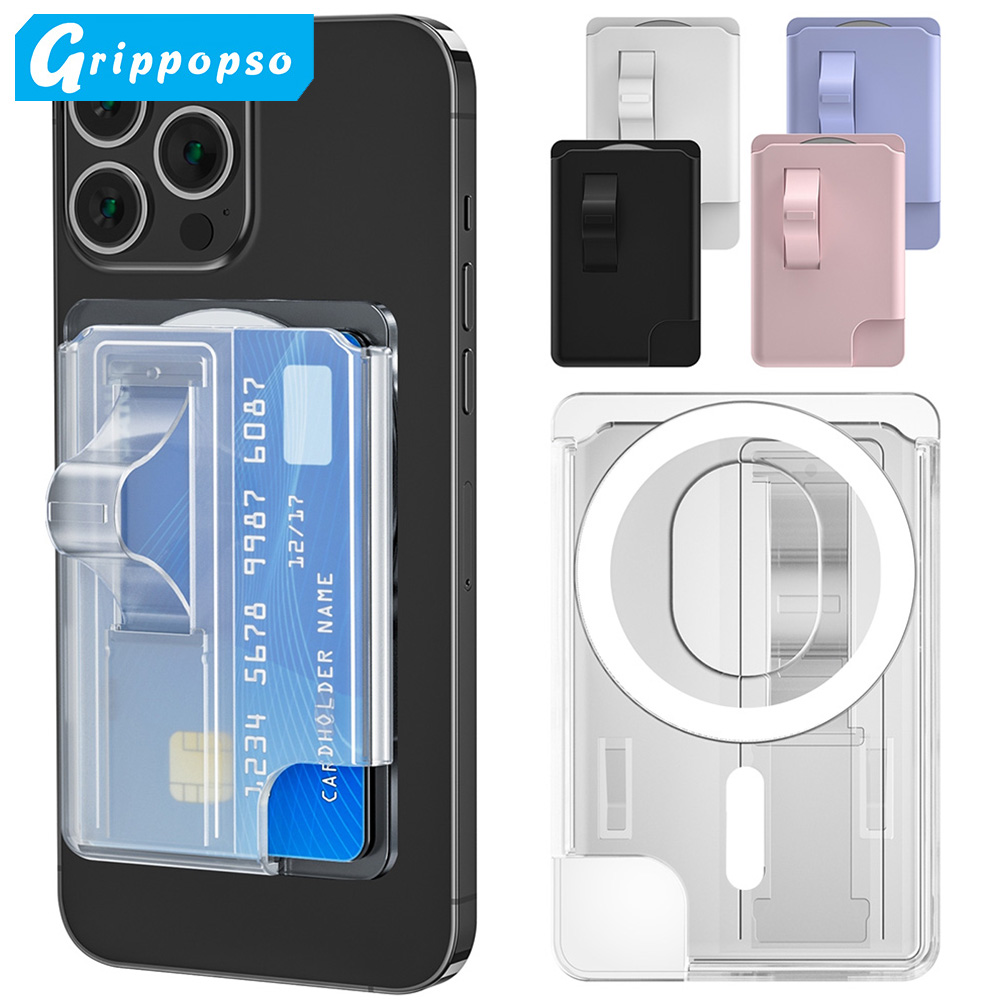 Cartera magnética para Magsafe para iPhone 15 14 13 con tarjetero de agarre, soporte para teléfono 99% con soporte para teléfono, accesorios para bolsa