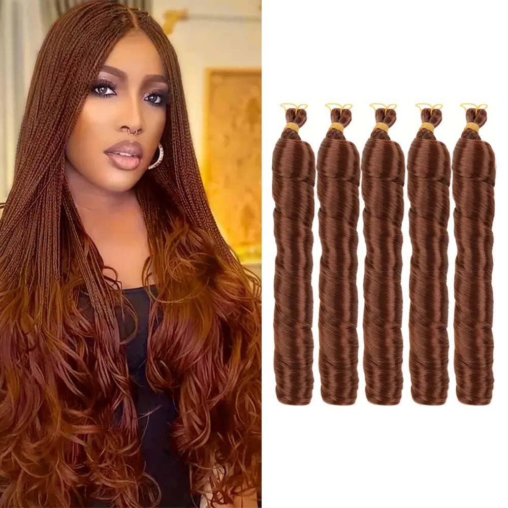 3/5 packungen 24 cm langes, synthetisches häkelhaar mit französischen locken, vorgedehnt, locker gewellt, zum flechten, ombré-locken, zöpfe: #30 / 5 teile/los