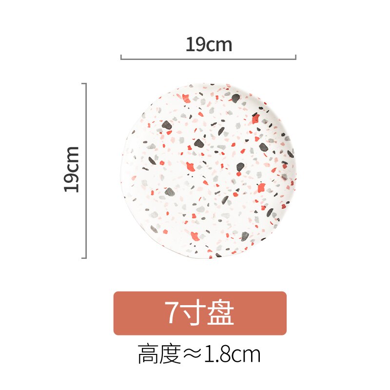 Vaisselle en céramique Terrazzo de 10 pouces, plateau de rangement, tasse à café, plateau à manger pour la maison, salon de thé, accessoires de décoration: 19cm