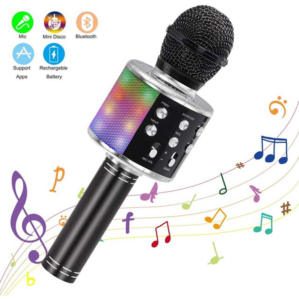 LED Light Wireless Bluetooth Karaoke Microphone Микрофон Беспроводной Микрофон Караоке For Music Playing Singing Speaker Player