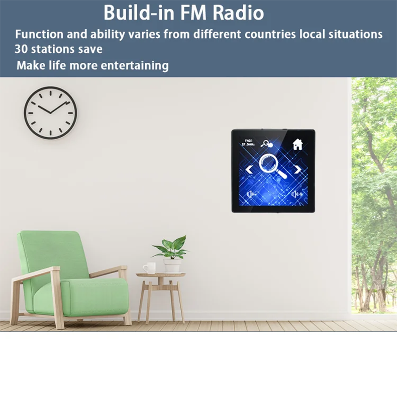 Mini Touch Screen 4*25W Stereo Music Panel PA SystemBluetooth Wall Amplifier Smart Home Audio Ceiling Speaker Wall Amplifier ﻿