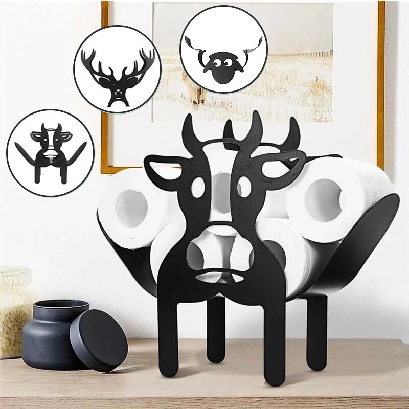 Soporte de papel para decoración de animales, estante de almacenamiento de papel de baño, Portarrollos de papel higiénico, Gato casero, vaca, artesanía, adornos Accesorios